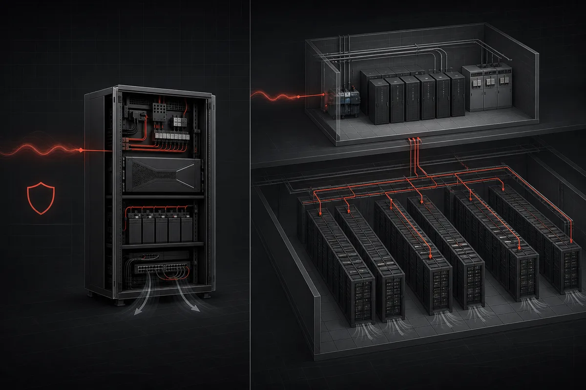 Single-Rack UPS vs Room-Level UPS: Where Should Backup Be Centralized? — conceptual engineering illustration