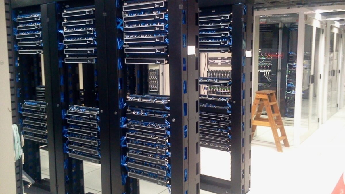 Server room with rack-mounted equipment — choosing a lithium UPS for a data centre