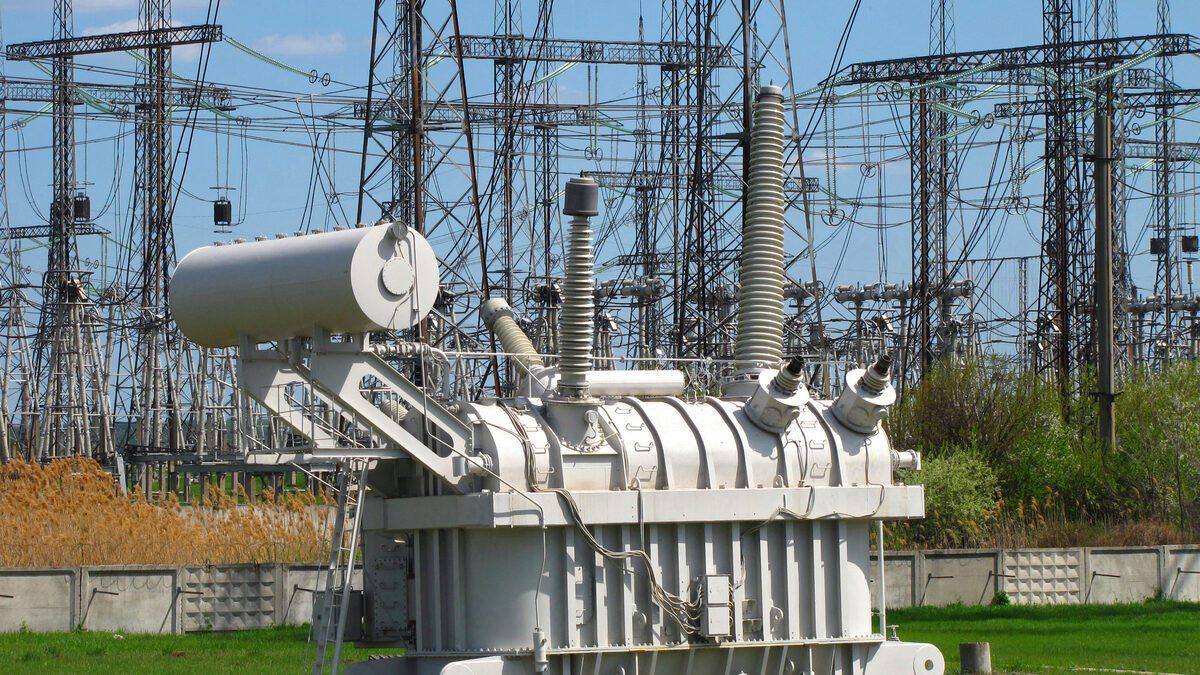 Electrical substation where DC bus inverters support critical AC loads